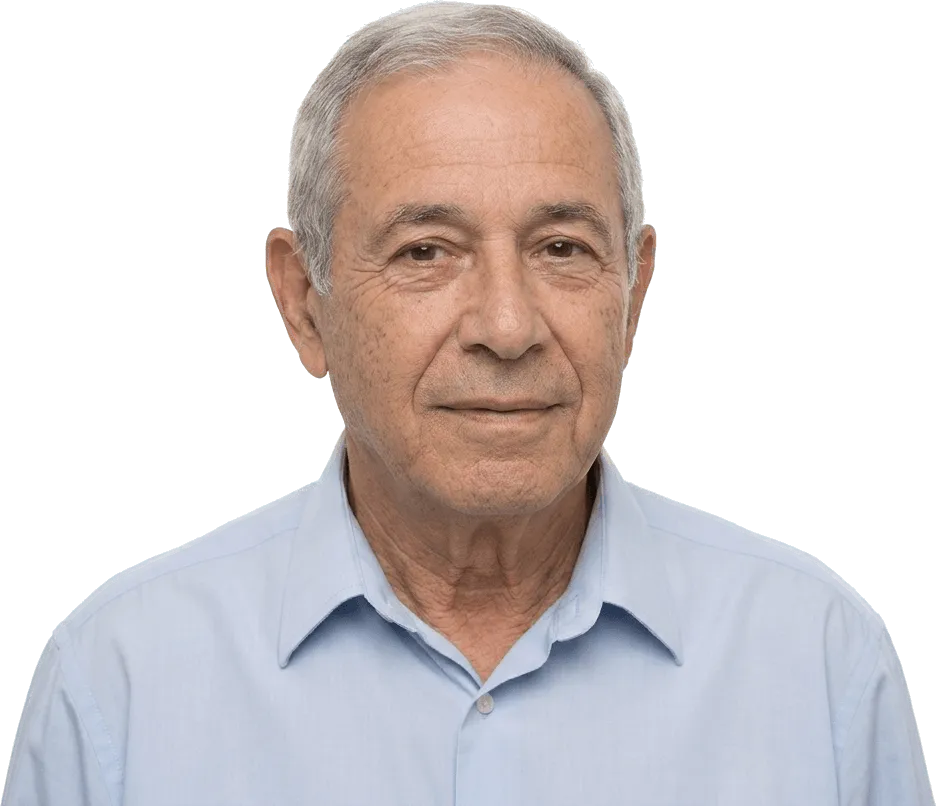 דיוקן של גבר בהבעה רגועה ושלווה.